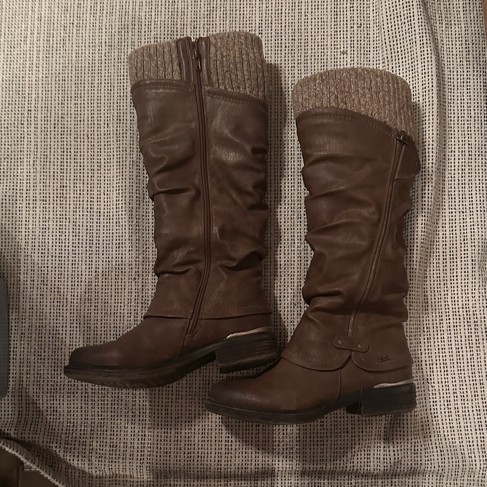 Chic Brown Over the Knee Boots with Knit Cuff